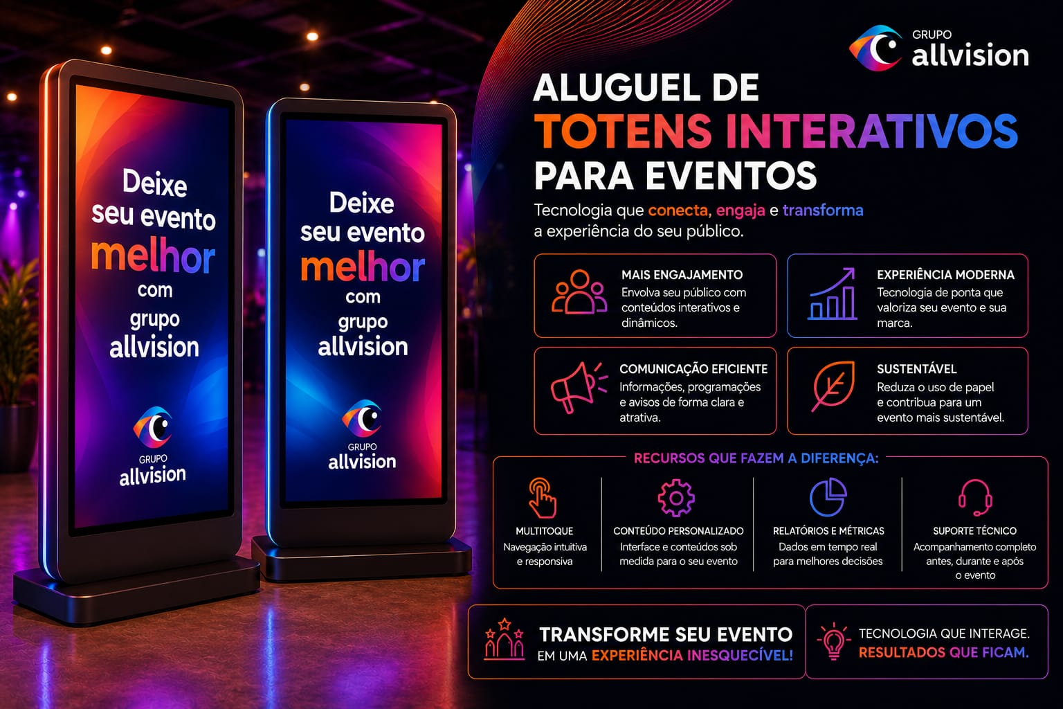 Aluguel de Totem Interativo, Painel de LED Flexível, Holobox, Projetor e TVs de Grande Formato para Feiras, Eventos, Shows, Palestras e Ativação de Marcas em Manaus e Parintins 2026