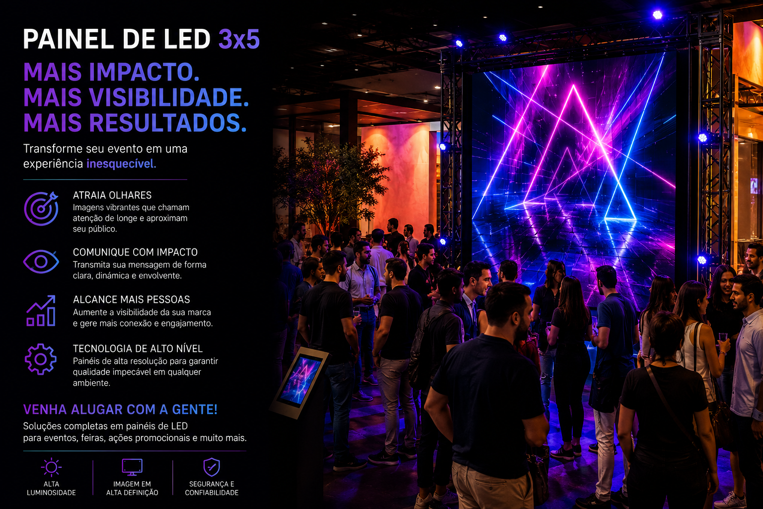 Aluguel de Totem para Credenciamento, Painel de LED, Projetor, Óculos de Realidade Virtual e Holograma 3D em Manaus e Rio Preto da Eva