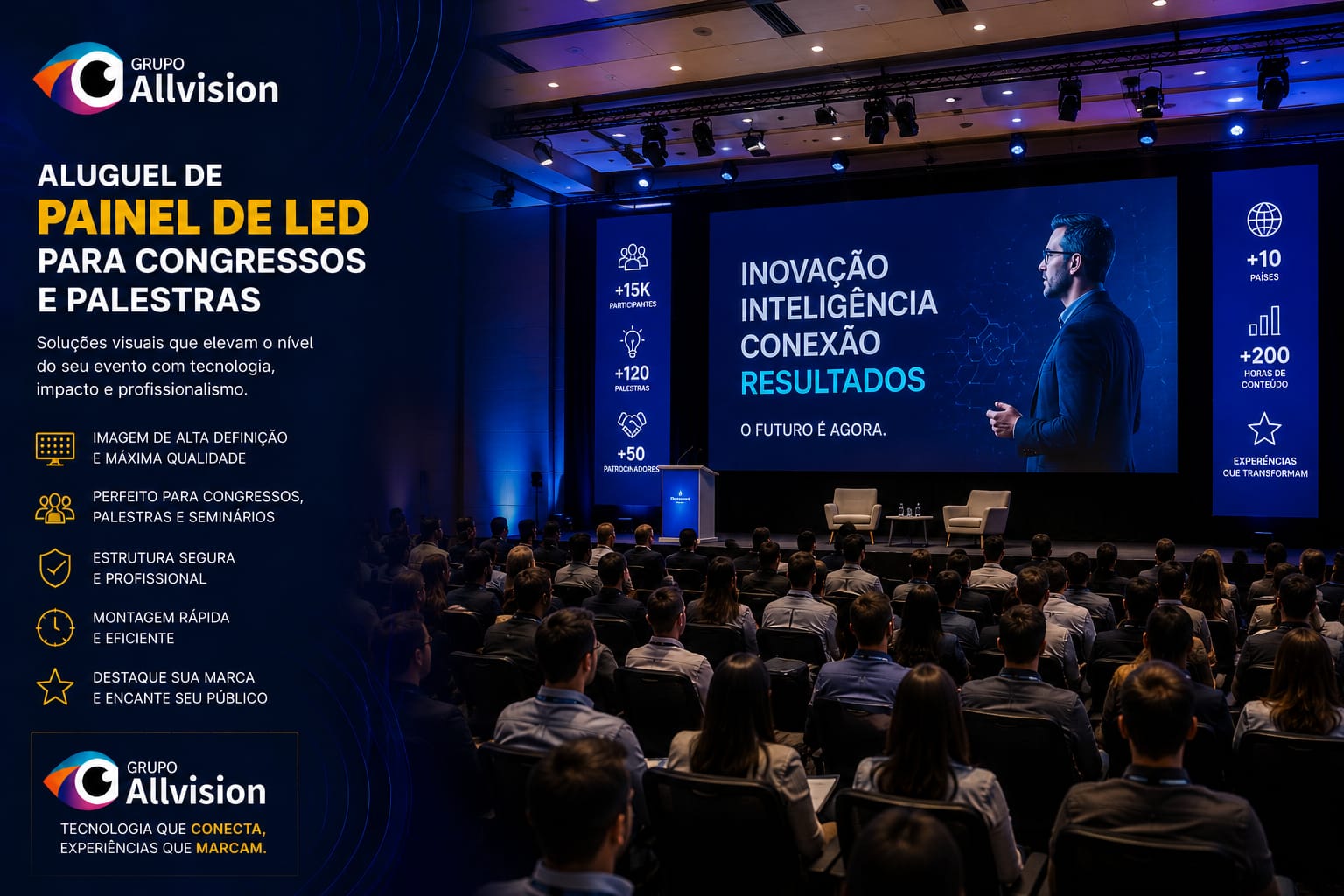 Aluguel de Painel de LED, Palestra Silenciosa, Totem Interativo, VR e Holograma 3D em Manaus para Eventos 2026